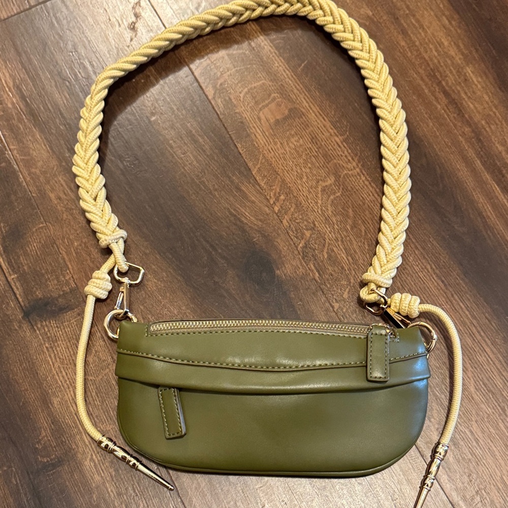Elegant Olive Green Crossbody Sling Bag with Rope Strap